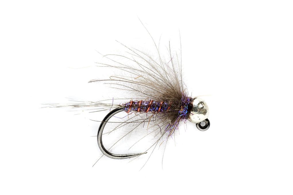 5 Duracell Nymphs CDC Jig Size 14 Tungsten Silver 3.5 mm  Barbless Nymph