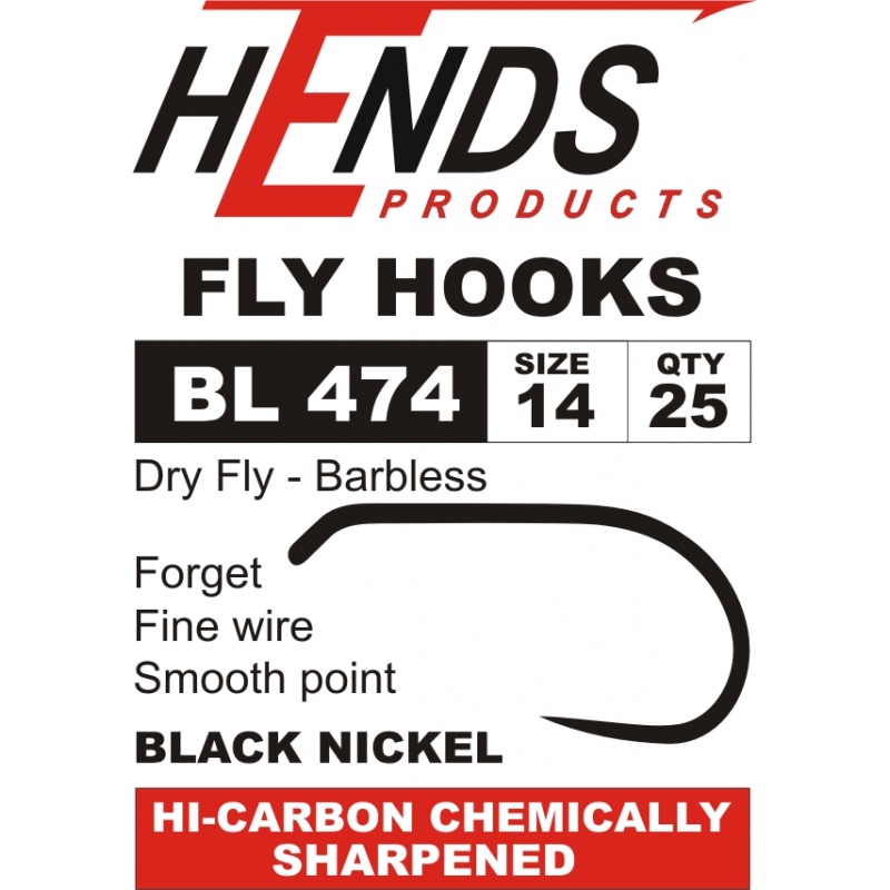 Hends BL 474 Barbless Dry Fly Hooks - Competitive Angler