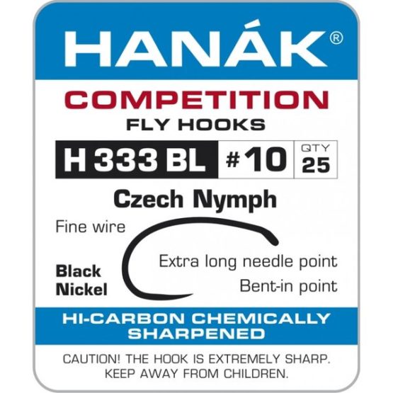 Czech Nymph Heavy Black Nickel Barbless S16