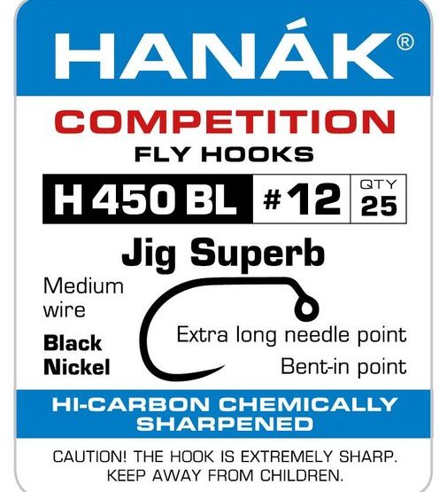 H 450 BL Jig Superb Fly Hook, Hooks, Hanak