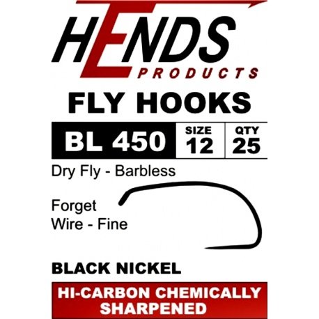 Hends BL 450 Barbless Dry Fly Hooks - Competitive Angler